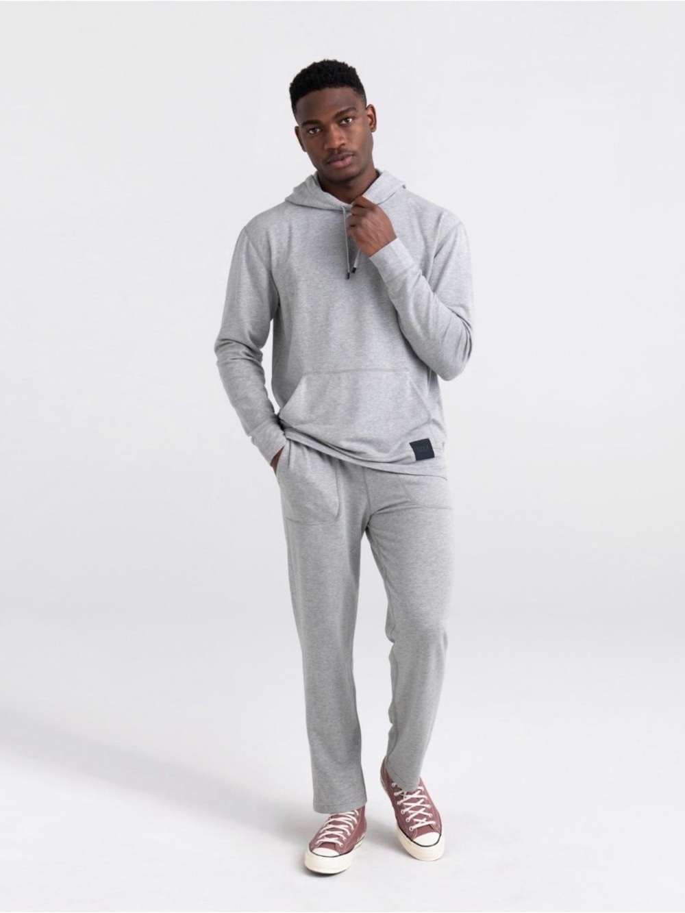SAXX 3Six Five Grey Lounge Hoodie Men’s Large Modal Cotton